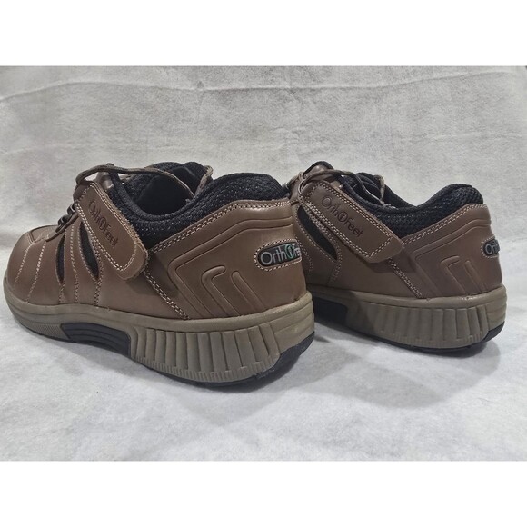Orthofeet Shreveport 644 Men\'s 11 Wide Brown Leather Tie-Less Sneakers NIB main image 12